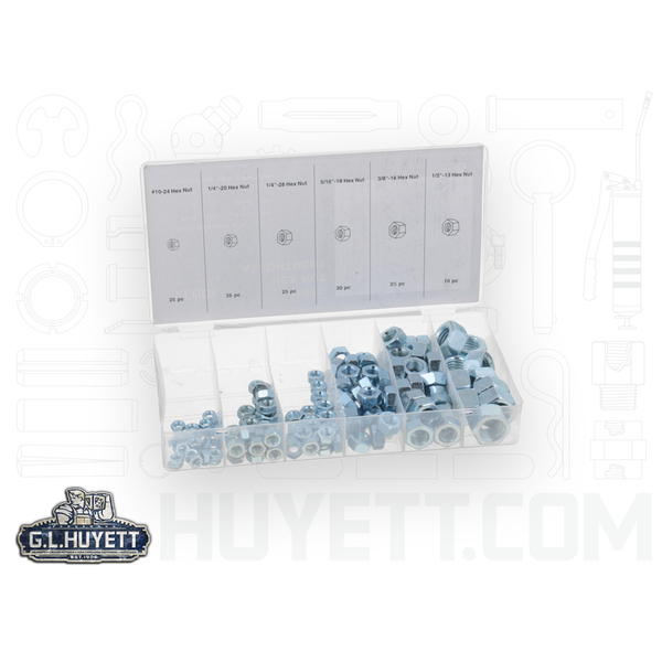 G.L. Huyett Hex Nut ZC Assort 150pc DISP-NUT150